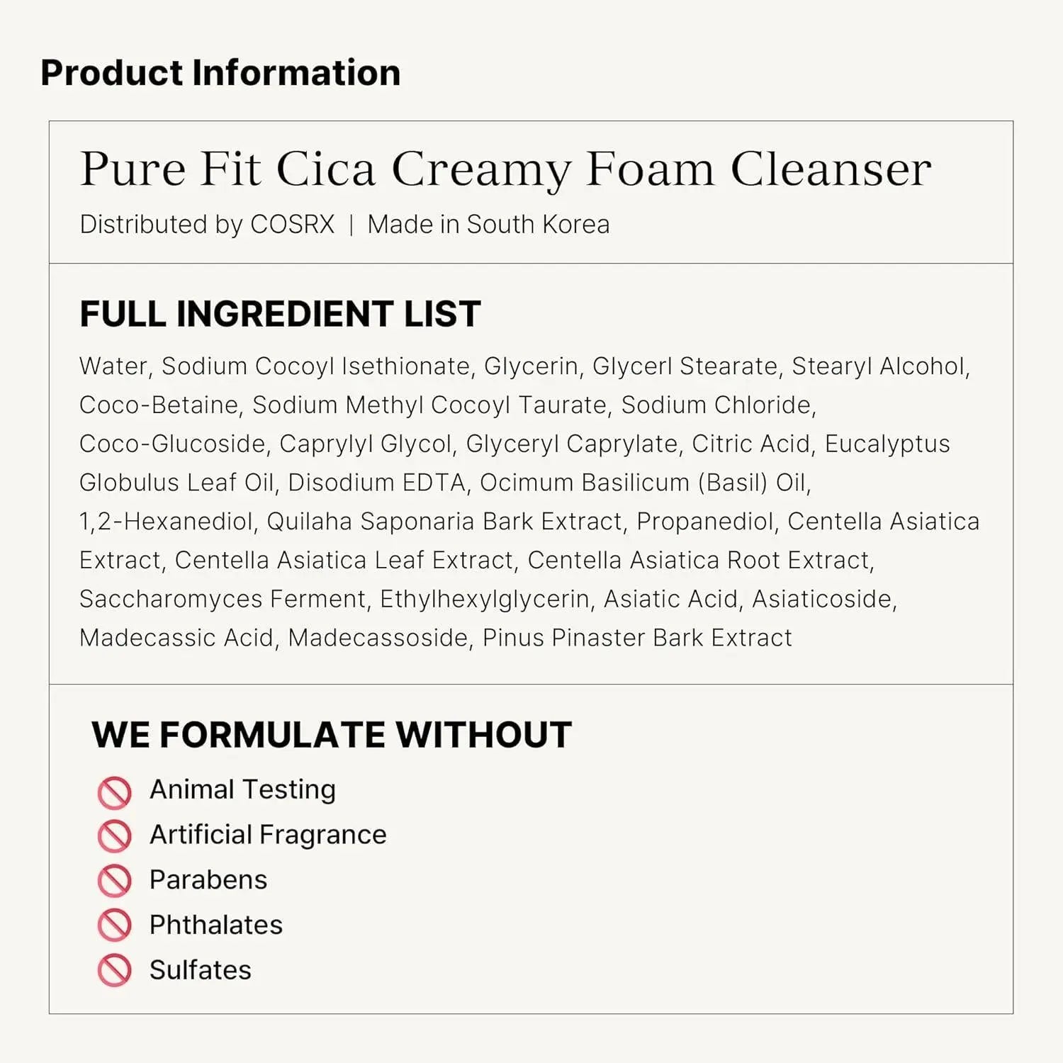 [Cosrx] Pure Fit Cica Creamy Foam Cleanser 150ml vtgigy-cx