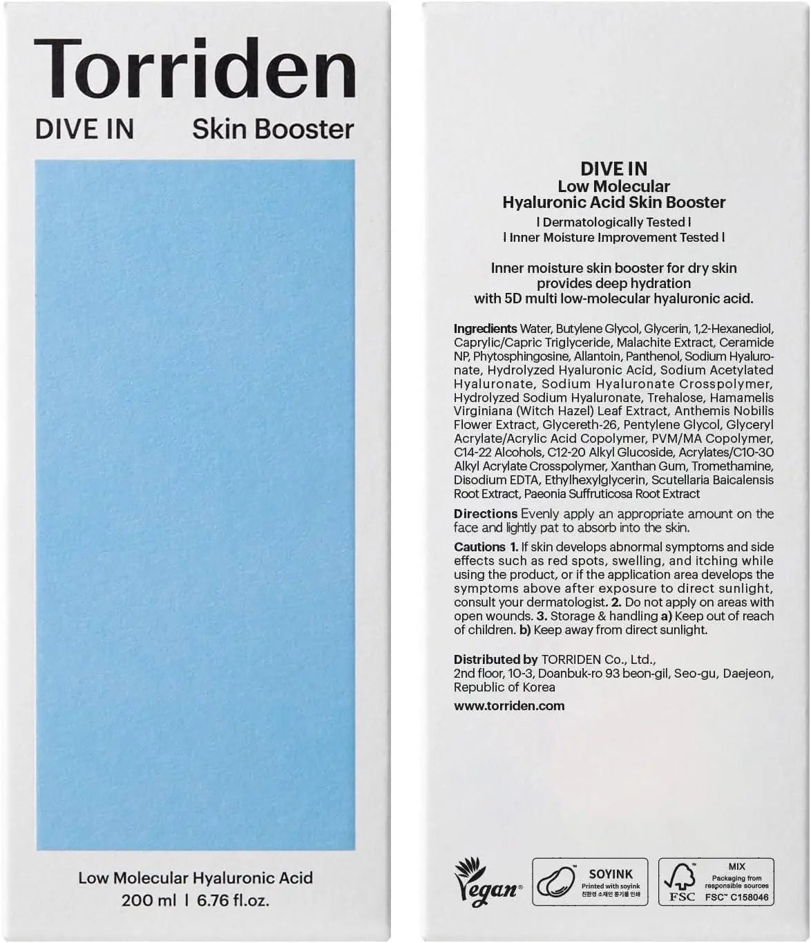 [Torriden] DIVE IN Low Molecular Hyaluronic Acid Skin Booster 200ml vtgigy-cx