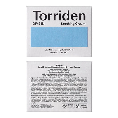 [Torriden] DIVE IN Low Molecular Hyaluronic Acid Soothing Cream 100ml vtgigy-cx