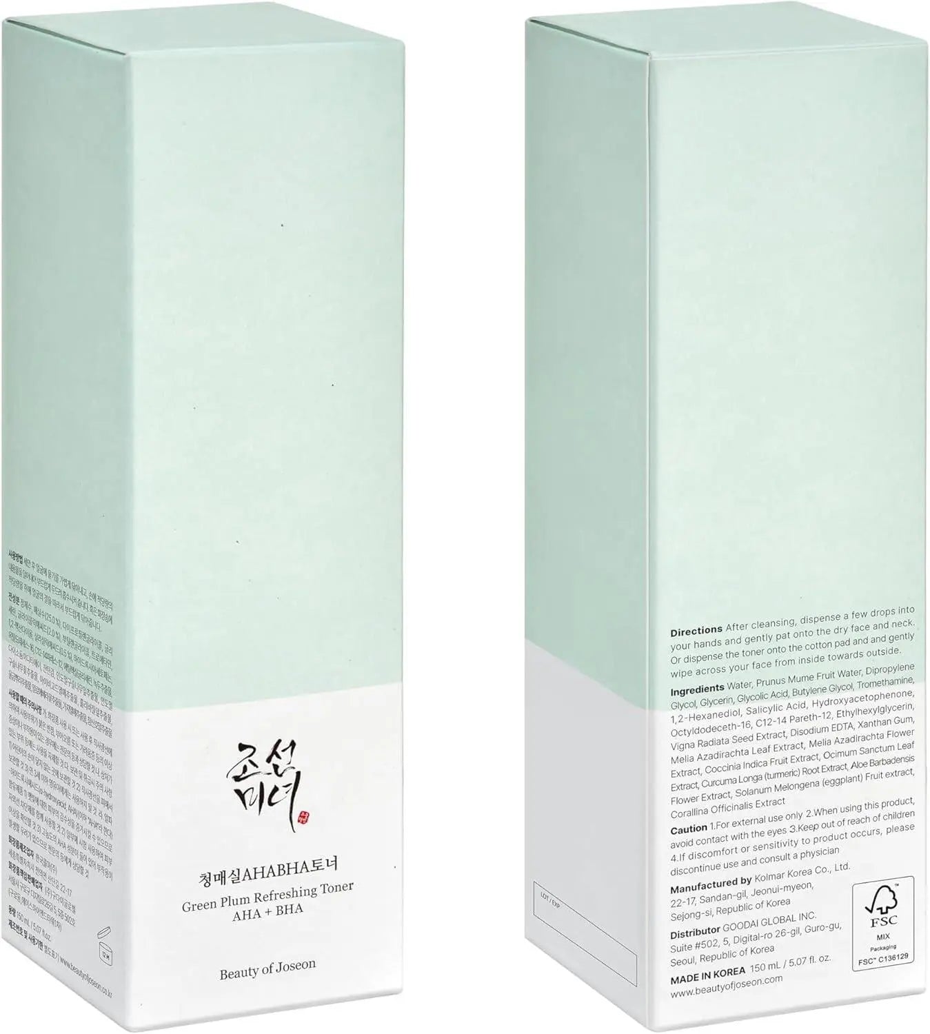 [BeautyOfJoseon] Green Plum Refreshing Toner : AHA + BHA 150ml vtgigy-cx