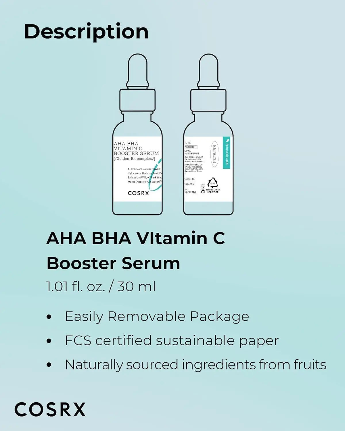 [Cosrx] Refresh AHA BHA Vitamin C Booster Serum 30ml vtgigy-cx